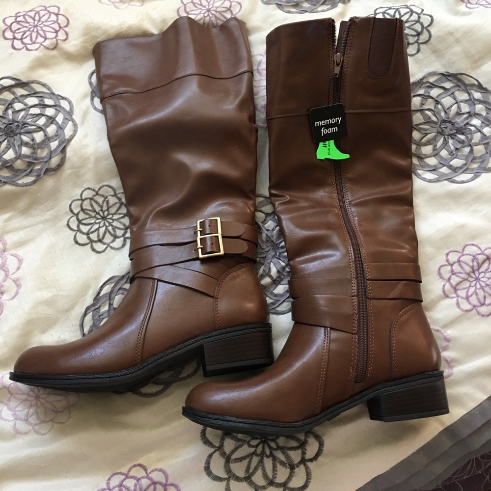 Memory foam Cognac tall boots